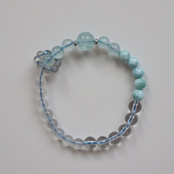 Handmade | Aquamarine+Moonstone+Clear Quartz Bracelet - Picture 4 of 4